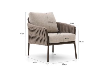 SUNS Fiave low dining tuinstoel - Taupe - Naturel - Bruin - Rope (touw)