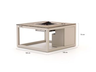 Cosiraw lounge vuurtafel 100x100x55cm - Teakhout