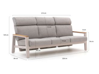 Bellagio Ledrotta lounge tuinbank 3-zits 228cm - Sand (incl. kussens)