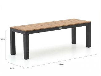 Bellagio Fidenza picknickbank 137x45x45cm - Charcoal (Blad = Polywood Natural Oaklook)