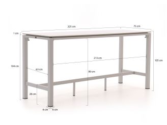 Bellagio Trecenta bartafel 225x75x105cm - Sintered stone