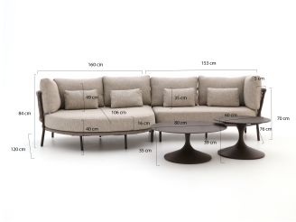 SUNS Bardi/Nova chaise longue loungeset 3-delig rechts 4-zits