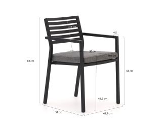 Bellagio Rumo/ROUGH-S 220cm dining tuinset 7-delig stapelbaar