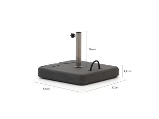 Parasolvoet 45kg beton verrijdbaar - Vierkant/Antraciet voor buisdiktes ø25-44mm