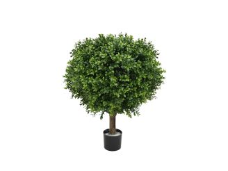 Designplants/Luca Lifestyle Buxus bol kunstplant (h:50cm) met Terreno New Egg bloempot - Groen (UV bestendig) (bloempot = Ash Brown)