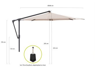 Glatz Sunwing Casa zweefparasol ø 300cm - Taupe (151) (incl. Terra Easyfoot) (incl.hoes)