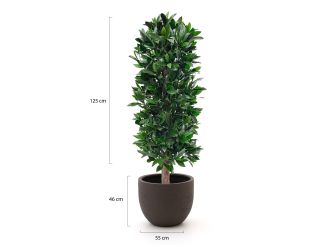 Designplants/Luca Lifestyle Laurier kolom kunstplant (h:125cm) met Terreno New Egg bloempot - Groen (UV bestendig) (bloempot = Ash Brown)