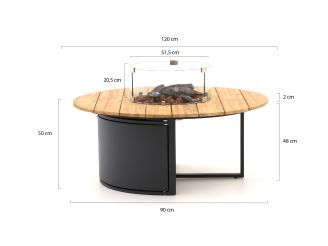 Cosiloft lounge vuurtafel ø120cm (h: 50cm) - Teakhout