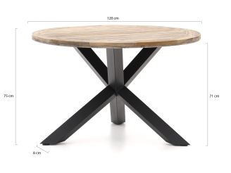 Intenso Asti/Rough-Y Ø120cm dining tuinset 5-delig