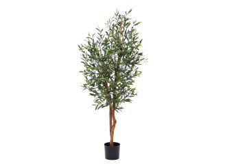 Designplants/Luca Lifestyle Olijf kunstboom (h:150cm) met Bordo Balloon bloempot - Groen (UV bestendig) (bloempot = Clay)