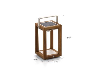 SUNS Tom lantaarn solar 16x17x28cm - Natural Teak/Matt White