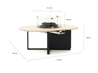 Cosiloft Novi lounge vuurtafel 125x102x50cm - Aluminium