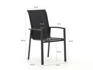 Forza Centallo/Fidenza ø149cm dining tuinset 6-delig stapelbaar