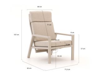 Manifesto Alzano lounge tuinstoel verstelbaar met voetenbank - Taupe - Naturel - Bruin - Textileen