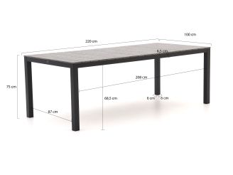 Bellagio Lugo/Fidenza 220cm dining tuinset 7-delig stapelbaar