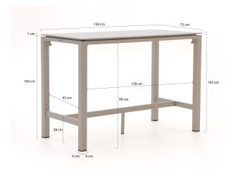 Bellagio Panaro/Trecenta 150cm barset 5-delig