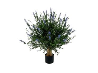 Designplants/Luca Lifestyle Lavendel bol kunstplant (h:60cm) met Bordo Balloon bloempot - Blauw (UV bestendig) (bloempot = Sand)