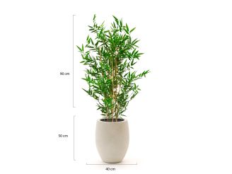 Designplants/Luca Lifestyle Japanse Bamboe kunstplant (h:90cm) met Grigio Tall Balloon bloempot - Groen (UV bestendig) (bloempot = Antique White)