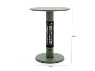 Monti HeatLine Pulse tafel met terrasverwarmer 1500W ø60cm (h: 75cm) - Green