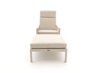 Manifesto Alzano lounge tuinstoel verstelbaar met voetenbank - Taupe - Naturel - Bruin - Textileen