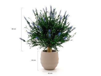 Designplants/Luca Lifestyle Lavendel bol kunstplant (h:60cm) met Bordo Balloon bloempot - Blauw (UV bestendig) (bloempot = Sand)
