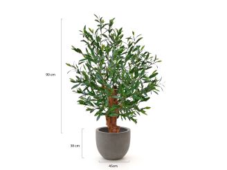 Designplants/Luca Lifestyle olijf Bonsai kunstplant (h:90cm) met Grigio New Egg bloempot - Groen (UV bestendig) (bloempot = Natural Concrete)