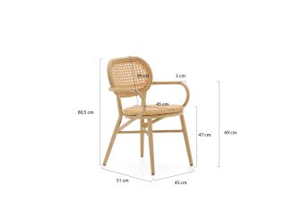 Forza Idrea dining tuinstoel stapelbaar - Taupe - Naturel - Bruin - Wicker (vlechtwerk)