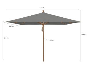 Glatz Piazza parasol 250x250cm - Stone Grey (157) (excl.voet) (Frame = Teak look)