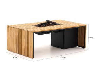 Cosibridge lounge vuurtafel 140x80x50m - Teak