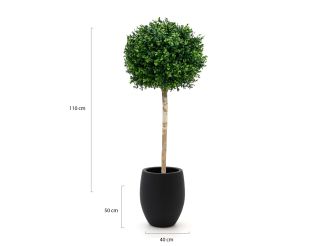 Designplants/Luca Lifestyle Buxus bol kunstboom (h:110cm) met Grigio Tall Balloon bloempot - Groen (UV bestendig) (bloempot = Anthracite)