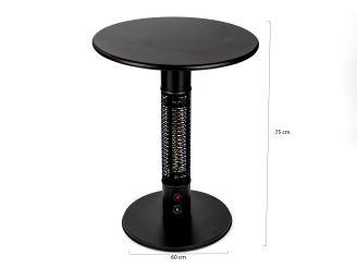 Monti HeatLine Pulse tafel met terrasverwarmer 1500W ø60cm (h: 75cm) - Black