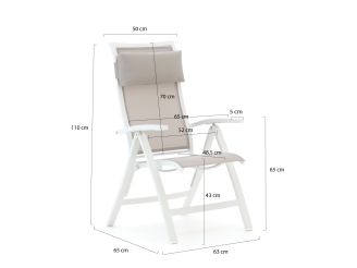 Bellagio Lugo/Sora 220cm dining tuinset 7-delig verstelbaar