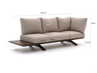 SUNS Stockholm lounge tuinbank 3-zits links/rechts 266,5cm incl. hoekelement - Bronze (incl. Kussens Pebble Desert Bouclé)