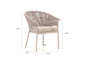 SUNS Santorini dining tuinstoel - Taupe - Naturel - Bruin - Rope (touw)
