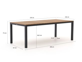 Bellagio Fidenza 220cm dining tuinset 7-delig stapelbaar