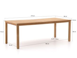 Bellagio Albinea/Liverpool 210cm dining tuinset 7-delig stapelbaar