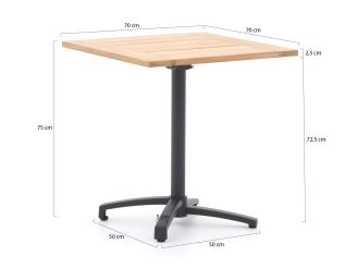 Bellagio Canzo klaptafel 70x70x75cm - Teakhout