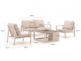 Manifesto Alzano/Cosiraw stoel-bank loungeset met vuurtafel 4-delig
