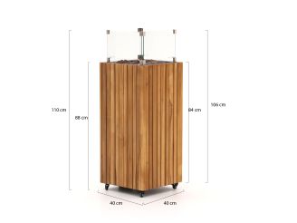 Cosipillar Square gaslantaarn 40x40x110cm - Teak