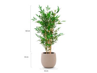 Designplants/Luca Lifestyle Japanse Bamboe kunstplant (h:120cm) met Terreno Balloon bloempot - Groen (UV bestendig) (bloempot = Sand)
