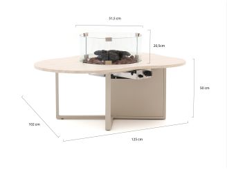 Cosiloft Novi lounge vuurtafel 125x102x50cm - Aluminium