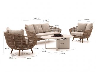 Intenso Stila/Cosiloft Novi stoel-bank loungeset met vuurtafel 4-delig