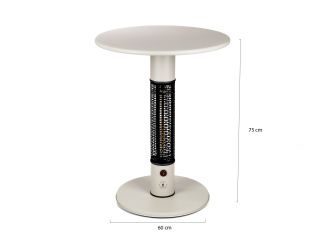 Monti HeatLine Pulse tafel met terrasverwarmer 1500W ø60cm (h: 75cm) - Beige
