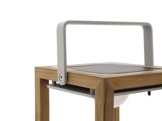 SUNS Tom lantaarn solar 21x22x54cm - Natural Teak/Camel Sand
