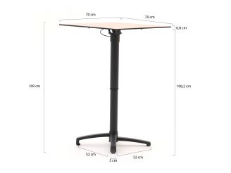 Bellagio Canzo klaptafel 70x70x73/109cm verstelbaar - Kunststof