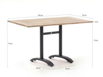 Bellagio Lisio tuintafel 140x80x75cm - Teakhout