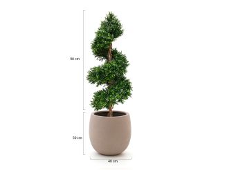 Designplants/Luca Lifestyle Buxus spiraal kunstboom (h:140cm) met Terreno Tall Balloon bloempot - Groen (UV bestendig) (bloempot = Sand)