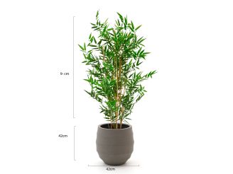 Designplants/Luca Lifestyle Japanse Bamboe kunstplant (h:90cm) met Bordo Balloon bloempot - Groen (UV bestendig) (bloempot = Clay)