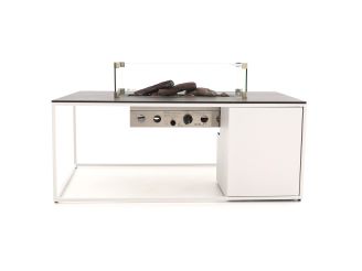 Cosidesign Line lounge vuurtafel 120x80x47cm - White (Blad = Dekton Kelya) (incl. glas)