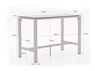 Bellagio Trecenta bartafel 150x75x105cm - Sintered stone